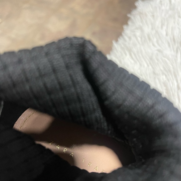 Zara Trafaluc"Black Stretchy Sock Mesh Pointed Toe Ankle Boot Stiletto Heels - Picture 6 of 15